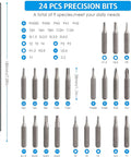 24 bits of 28 In 1 Cordless Electric Screwdriver Kit With 24 Bits Mini Pro Grade Power Precision Tool For Phones Watches Laptops PCs