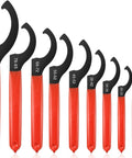 Nine Piece Adjustable Coilover Wrench Set For Suspension And Shock Adjustments With Six Sizes And Easy Grip Rubber Handles
