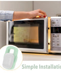 Hand demonstrating installation of Sturdy ABS Kitchen Cabinet Locks 4 Pack Kid Safe Childproof Latches for Oven and Stove Durable Appliance Locks