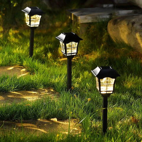 Solar Pathway Lights 6 Pack Black Waterproof Outdoor LED Garden Lights Easy Install No Fuss Decorative Dusk To Dawn Auto On Off