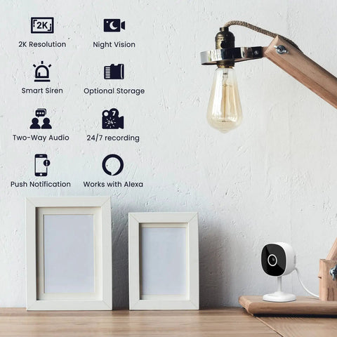 Upgrade 2K WiFi Indoor Security Camera With Remote Control For Baby, Pets And Elder Home Monitoring, night vision icon display