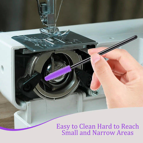 Deep Cleaning Kit For Sewing Machines With Reusable Silicone Bristle Brushes That Reach Every Nook And Cranny, purple brush cleaning spool hub