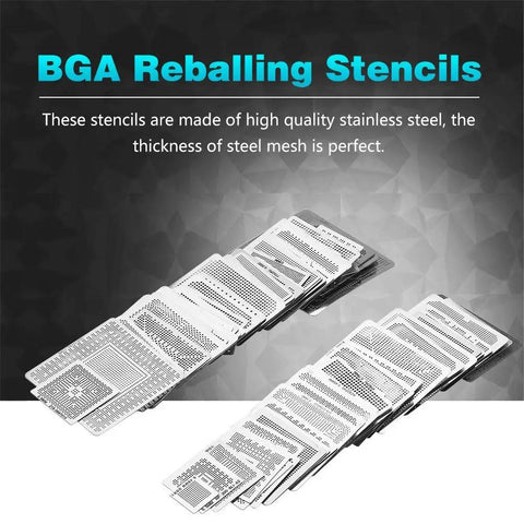 Hella Solid 130 Piece BGA Rework Stencil Kit For Laptop And Desktops With Universal Stainless Steel Mesh Solder Templates That Make Chip Repair A No Brainer