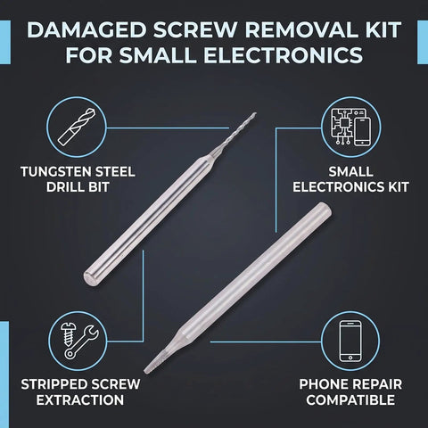 Premium Tungsten Steel Screw Extractor Kit For Knocking Out Stripped Broken Phone Screws 1.3Mm Drill Bit Tool and drill bit.