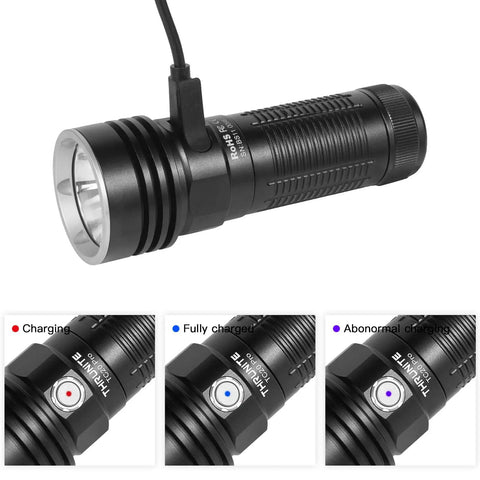Ultra Bright USB C Rechargeable Flashlight With Cree XHP70 HI LED 3294 Lumens IPX8 Waterproof 348 Meter Throw Built Tough Outdoor Tactical Light For Camping And Emergencies Beast Mode Bright Black charging indicators