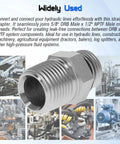 Hydraulic Hose Connector Adapter For Five Eighth Inch ORB Male To One Half Inch NPTF Male, Straight Fitting For Leak Free Hydraulic Line Connections, Precision Machined Durable Universal Compatibility, carbon steel