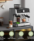 Premium Espresso Machine With Built In Grinder And Silky Milk Frother For Homemade Cafe Favorites Featuring 20 Bar Pressure And 95 Oz Tank Plus 30 Grind Options to brew coffee with a 20 bar high-pressure pump.