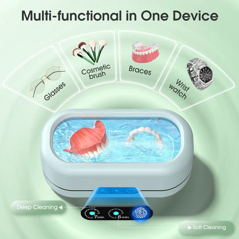 Ultrasonic Jewelry Cleaner With Digital Timer 50KHz Deep Clean In 304 Stainless Steel with dentures and timer display