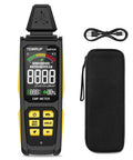 5 In 1 EMF Meter Detector For Home Use And Ghost Hunting, Detects Radio Frequency, Electric And Magnetic Fields, Temperature And Humidity Readouts, Rechargeable EMF Reader, Handy Field Strength Meter For Quick Radiation Checks. Portable black handheld meter with case and USB cable