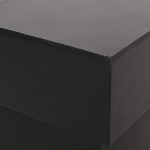 Close-up of Jack Outdoor Modern Side Table In Matte Black With Lightweight Concrete Build Clean Geometric Design Patio Ready Garden Friendly