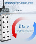 Immersion Water Heater 1800W 120V with digital thermostat submerged in water showing temperature maintenance feature