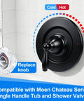 Upgrade Your Bathroom With This Sleek Shower Trim Kit Compatible With Moen T470 Chateau Tub And Shower Valve Featuring Easy Install Distinct Red Blue Indicators For Ultimate Water Control Style black single-handle trim plate