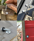 White Metal Roofing Screws Kit With 150 Pcs 10x1 Inch Galvanized Hex Head Self Tapping Screws With EPDM Washer For Metal To Wood Siding And Corrugated Roofing Includes Free One Quarter Inch Hex Driver Bit showing installation and close-up details.