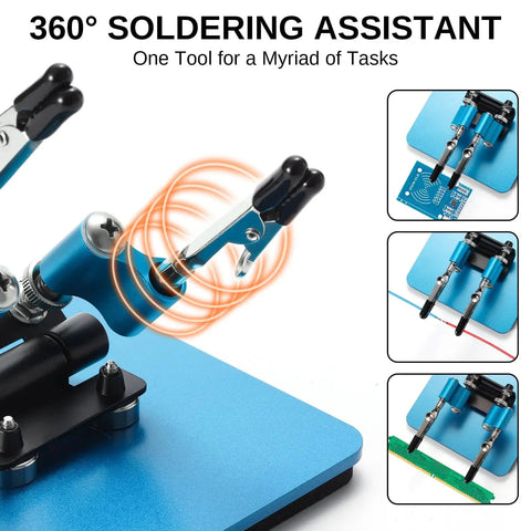Soldering Helping Hands Set With 360 Degree Adjustable Magnetic Arms And Four Gooseneck Clamps Compact Steel Base For DIY Circuit Boards