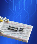 6 In 1 Narrow Body 2.54mm DIP IC Sockets Kit With Round Pin Solderable Headers on a breadboard, PCB compatible