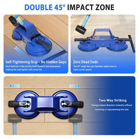 Heavy Duty Floor Gap Fixer Tool Sporting Dual Suction Cups And A Forty Five Degree Hammer Face For Laminate Vinyl Fixes visual features.