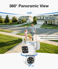 Dual Lens Solar Wireless Outdoor Security Cameras No Blind Spots With 2K Full HD Video And 360 Degree Pan Tilt Color Night Vision