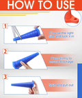 Instructions for using Big 42 Piece Hydraulic Oil Service Plugs Set with blue rubber plugs shown being inserted and removed.