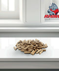Birch Wood Dowel Pins One Quarter Inch By One Inch One Hundred Pack Kiln Dried Fluted Beveled Ends on a shelf