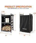 Station Firewood Rack With UV Cover And Two Shelf Outdoor Storage For Logs Tools And Accessories 4.4ft black aluminum