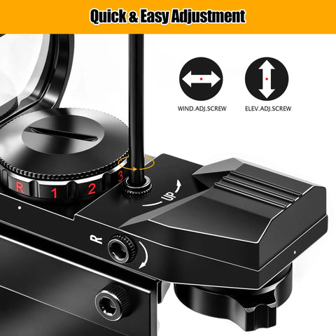 Close-up of Red Dot Finderscope for Telescope Deluxe Viewfinder with Dovetail Bracket adjustments and controls.