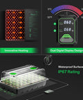 Innovative heating and dual digital display of 40-Cell Seed Starter Trays Kit With LED Grow Lights, 10x20.75 Inch Heat Mat