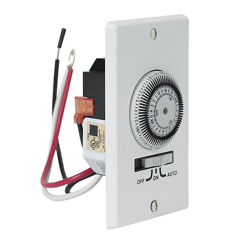 1 Gang SPST In-Wall 24 Hour Electromechanical Timer For Indoor Outdoor Lighting And Equipment With 20 Amp Capacity Easy To Set Trippers
