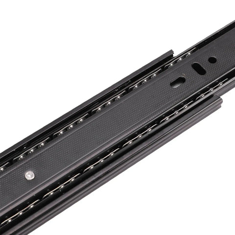 16 Inch Beefed Up Drawer Slides With Full Extension Ball Bearing Rails 100Lb Capacity Twelve Point Five Millimeter Thick Cold Rolled Steel Rubber Pads Ideal For Kitchen Dresser Desk Office Cabinets, black