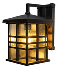 Weatherproof Outdoor Wall Sconce Lantern, 1 Light Black Exterior Fixture With Seeded Glass, Anti Rust Aluminum, Wall Mounted