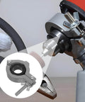 Rotatable Aluminum Mini Bench Vise Clamp With Table Clamp For Rotary Tools, Woodworking Fixture, close-up view of vise in use