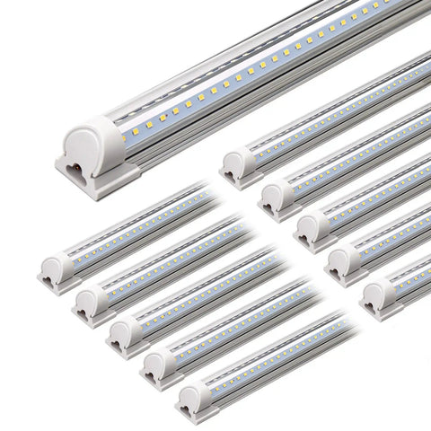 LED Shop Light 4 Foot 40W 5500LM 5000K Daylight White V Shape Clear Cover Linkable With Plug T8 LED Tube Light ETL Listed 10 Pack for Garage Workshop Spaces