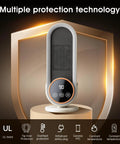 Portable Indoor Space Heater With 1200W PTC Ceramic Rapid Heating, Adjustable Thermostat, Remote, Energy Efficient Electric Heater For Home Office displayed