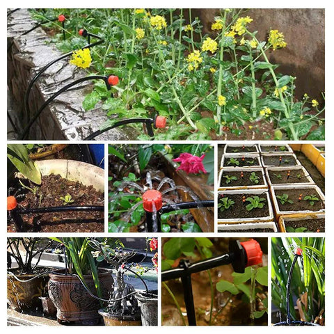 Two Hundred Feet One Quarter Inch Drip Irrigation Tubing Flexible Durable Garden Watering Hose installed in garden beds