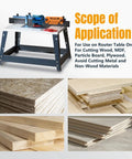 Killer Cut Shaker Cabinet Door Rail And Stile Router Bit Set Two Piece Kit With Half Inch Shank on router table with wood materials.