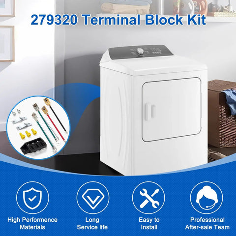 Dryer Terminal Block Kit With Brackets, Screws, Wires And Connectors Replacement AP30 Part To Fix Power Failures And Burning Smell In Your Dryer Plug And Play Easy Install And Long Lasting Electrical Upgrade with 279320 kit components