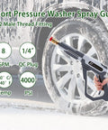 Short Pressure Washer Gun With Heavy Duty 4000 PSI Power Easy Quick Trigger Grip M22 14mm And 15mm Thread Compatibility