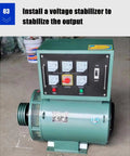 Built Tough 3KW 5KW Belt Pulley Generator Packs A Brushless Three Phase AC Synchronous Motor With Real Pure Copper Windings To Drop Steady Power Straight Into Farm Rigs And Job Sites, featuring a voltage stabilizer.