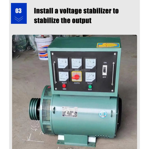 Built Tough 3KW 5KW Belt Pulley Generator Packs A Brushless Three Phase AC Synchronous Motor With Real Pure Copper Windings To Drop Steady Power Straight Into Farm Rigs And Job Sites, featuring a voltage stabilizer.