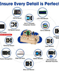 Components of IoT Smart Home Hands-On Coding Kit For Arduino Fans, Voice And App Control, with sensors and ESP32 board displayed