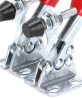 Two Pack Toggle Clamps With 66.1 Pound Holding Power, Heavy Duty Horizontal Hold Down Clamps With Rubber Pressure Tips close-up