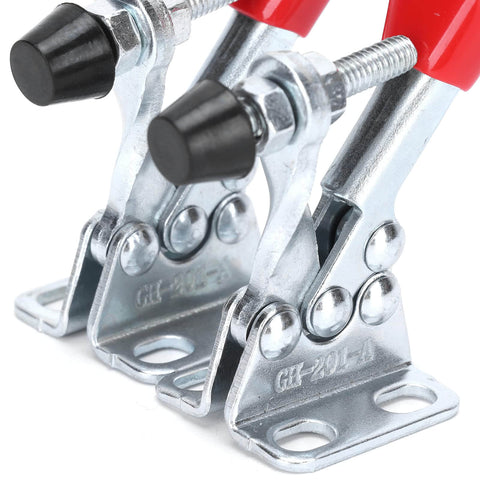 Horizontal Toggle Clamps Set With 66 Lb Holding Capacity And Rubber Pressure Tip for woodworking jigs and fixtures close-up view