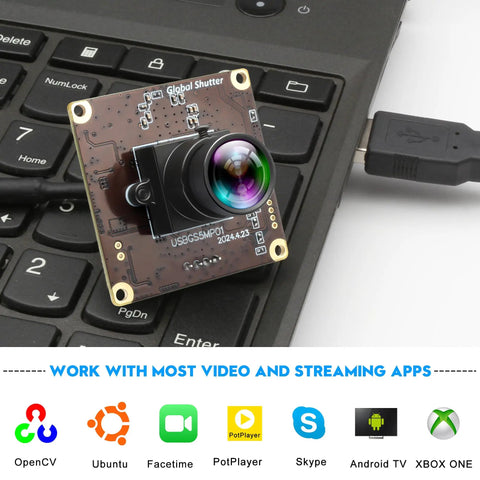 Global Shutter USB Webcam Module With 50FPS High Speed Capture on laptop keyboard, suitable for LightBurn laser engraver PC cam.
