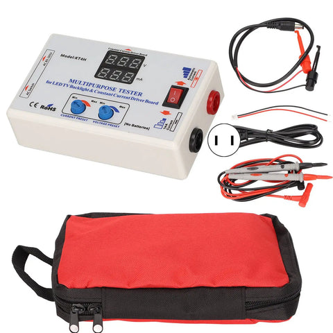 LED Backlight Tester for TV Screens and LCD Panels Auto Adjustable 20 to 330V DC Smart Current Control Backlight Board Tester Bead Strip Repair Tool for TV Backlights Quick Diagnostics for Pros and DIY Enthusiasts, unit with probes and red carrying case