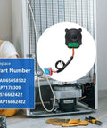 Condenser Refrigerator Fan Motor Replacement, DC12V 1A, Plug And Play, installed in RFD3410A102A, replaces AP7178309 AP7178309 PS16662422 EAP16662422 EAU64843805 EAU65058501.
