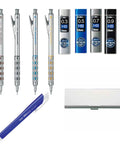 Ultimate Drafting Pencil Set With 0.3mm 0.5mm 0.7mm And 0.9mm Leads, Four Refills And Silver Finish Case, Pro Grade Kit