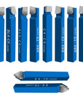 Lathe cutting tool set of 10 blue carbide-tipped bits (C-6) for metalworking