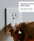 Extra long, 4-foot power cord for Premium Heated Elongated Toilet Seat With Built In Led Nightlight And Three Warmth Settings.