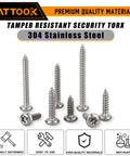 180-Piece No 8 Torx Security Screws Kit with Pro Grade 304 Stainless Steel Button Head Self-Tapping Sheet Metal Screws shown