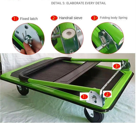 Heavy Duty Platform Truck With Foldable Steel Frame 660Lb Capacity Push Cart For Groceries And Everyday Hauling portable flatbed cart folded