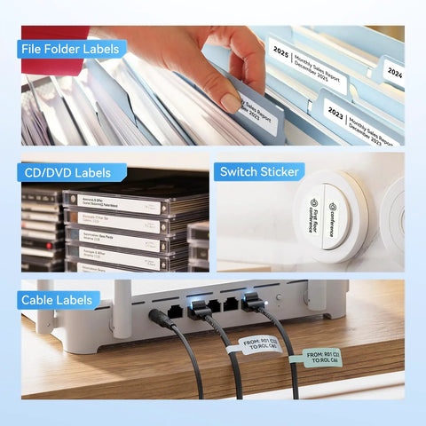 Thermal Transfer Label Roll 0.55 By 3.35 Inches For N1 B18 Label Printer Workhorse PET Labels Waterproof Oil Proof Tear Resistant Built For Easy Office And Warehouse Organization Of Folders Files And Tags 80 Tapes Per Roll for file folders, CDs, switches, and cables